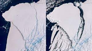1,550 sq kilometres ‘Greater London-sized’ iceberg breaks off of Antarctic ice shelf. Watch!￼