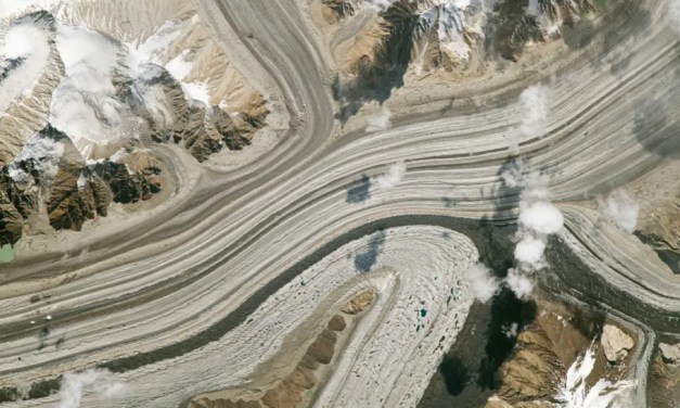 Trio of stripy glaciers merging in ‘Earth’s highest battleground’ are part of a major anomaly scientists don’t fully understand — Earth from space